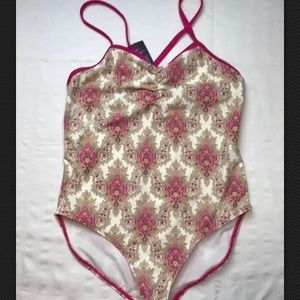 Peek Girls Pink Printed one piece swimsuit 14 3XL